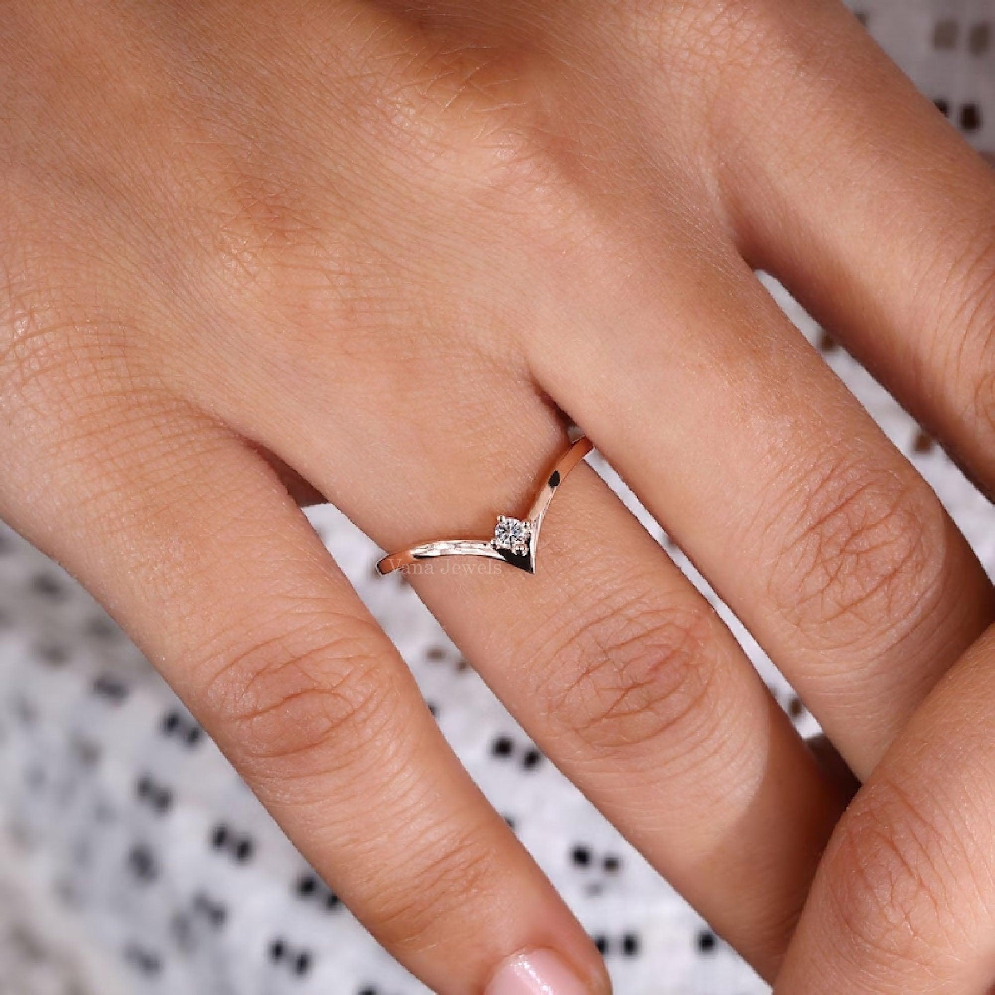 V Shaped Wedding Band for Her Chevron Band - Vana Jewels