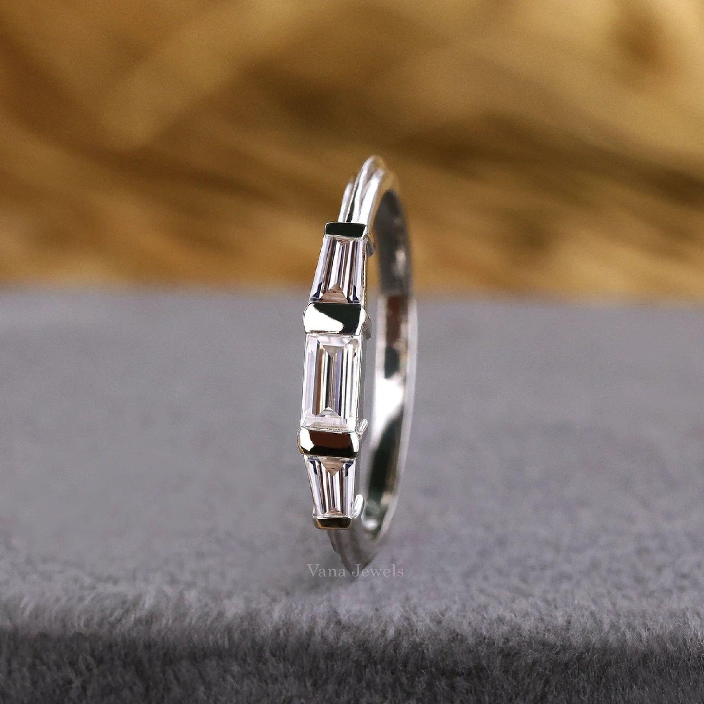 Baguette Cut Lab Grown Diamond Promise Ring - Vana Jewels