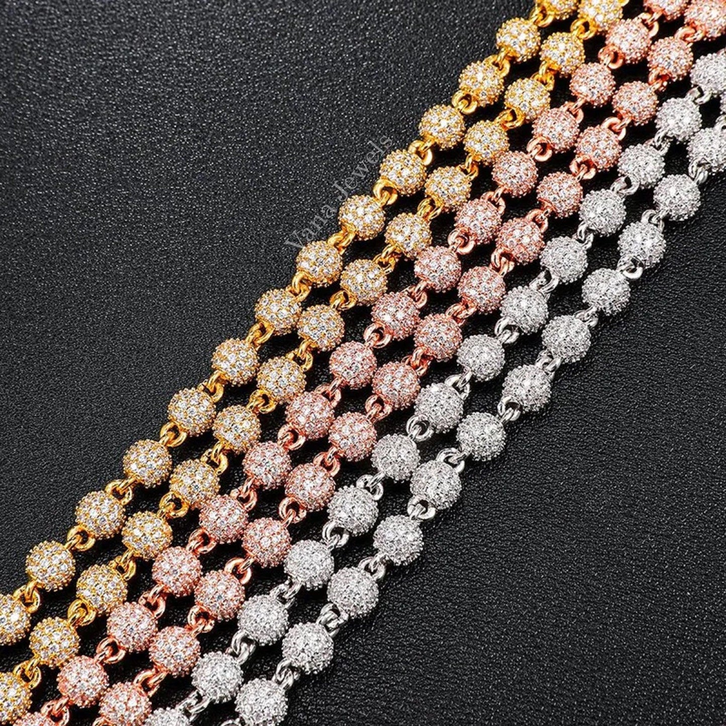 6mm Full Iced Out Ball Bracelet - Vana Jewels