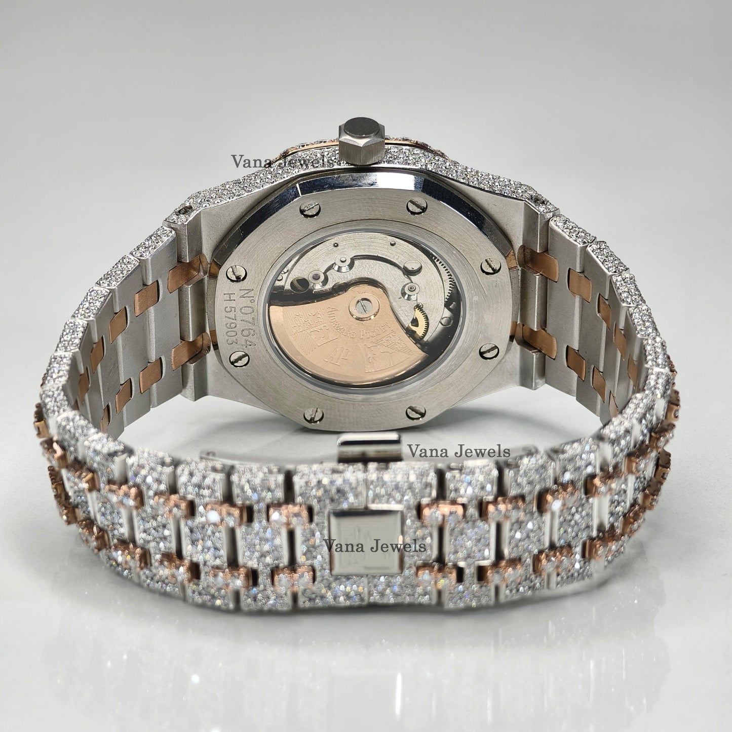 Custom Iced Out Two-Tone VVS Moissanite Diamond Watch - Vana Jewels