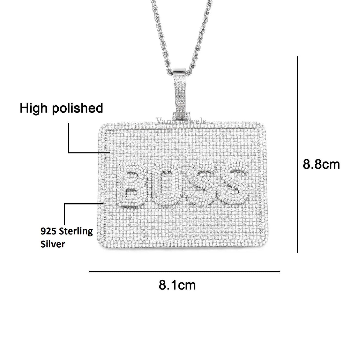 New Custom Rectangle Nameplate Hip Hop Pendant - Vana Jewels