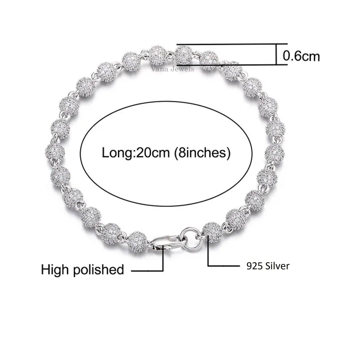 6mm Full Iced Out Ball Bracelet - Vana Jewels