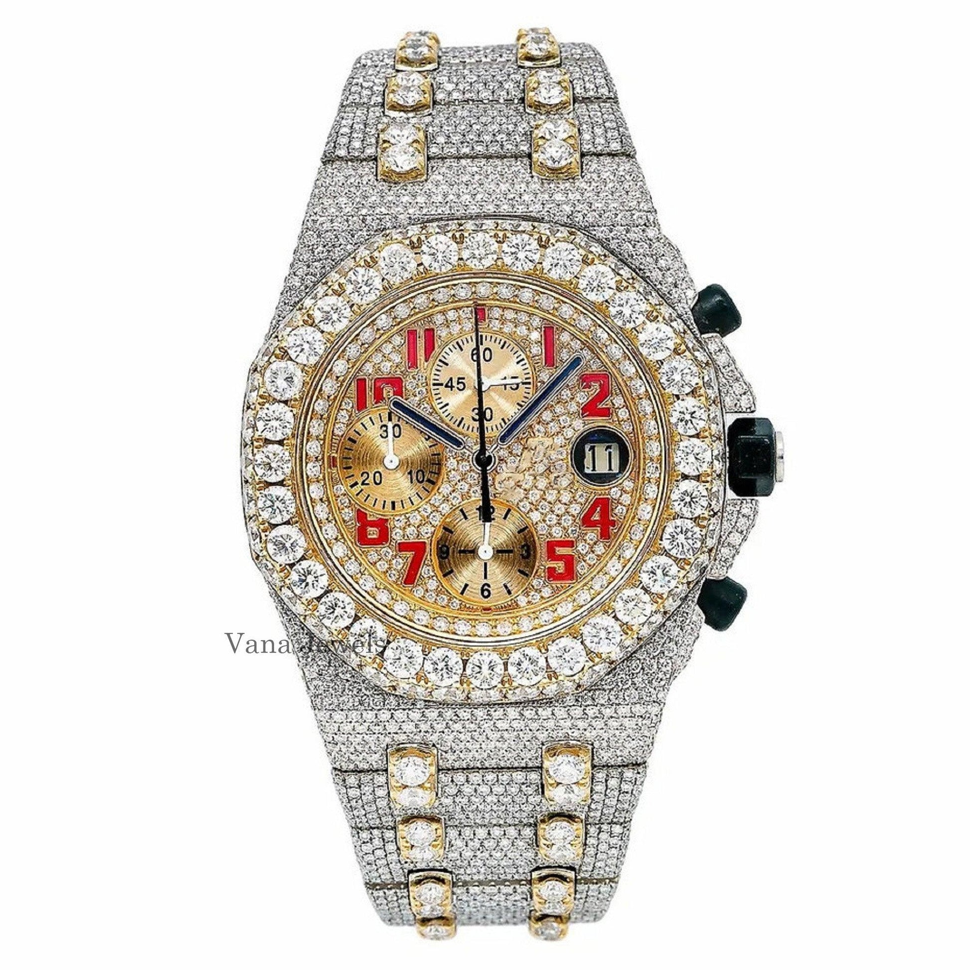 Full Iced Out Customized Moissanite Diamond Watch - Vana Jewels