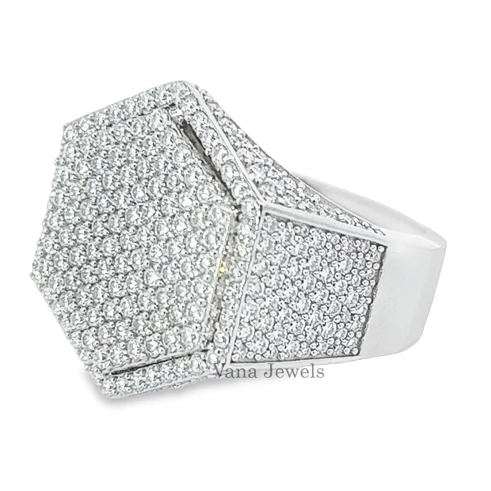 Full Iced Out VVS Moissanite Diamond Ring For Rappers - Vana Jewels