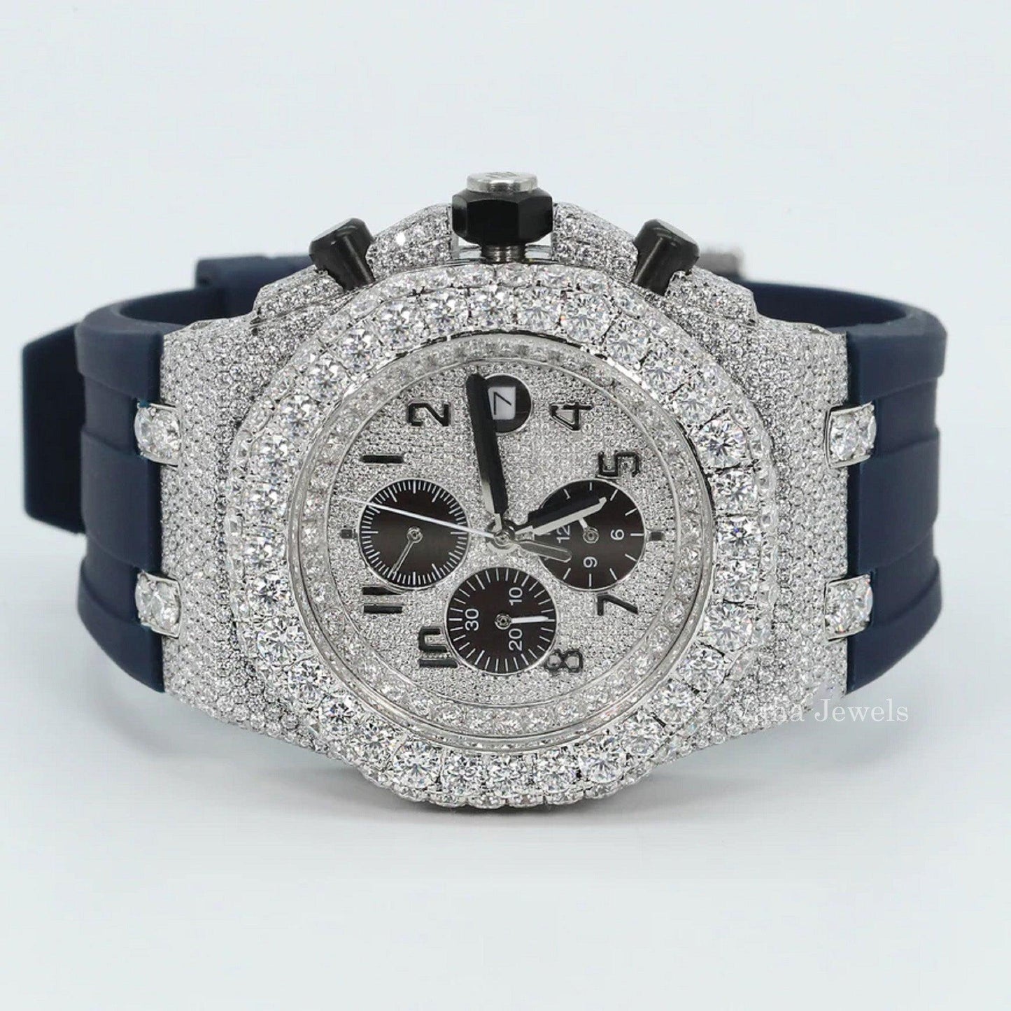 Moissanite Diamond Rubber Band custom Iced Out Watch - Vana Jewels