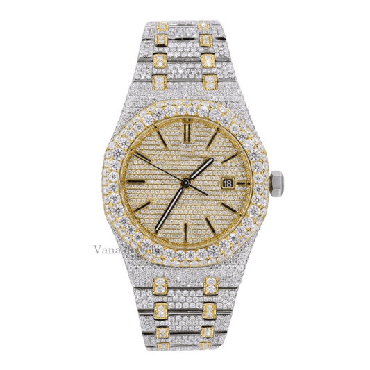 Two-Tone Yellow Gold VVS Moissanite Diamond Automatic Watch - Vana Jewels