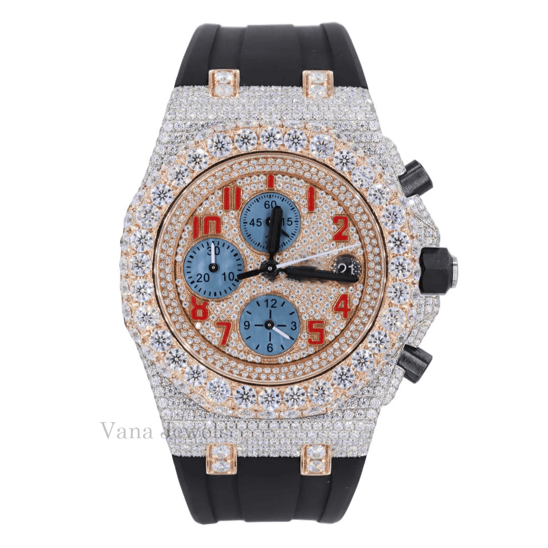 Rubber Band Iced Out Moissanite Diamond Watch - Vana Jewels