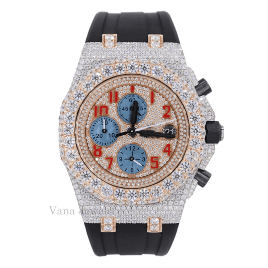 Rubber Band Iced Out Moissanite Diamond Watch - Vana Jewels