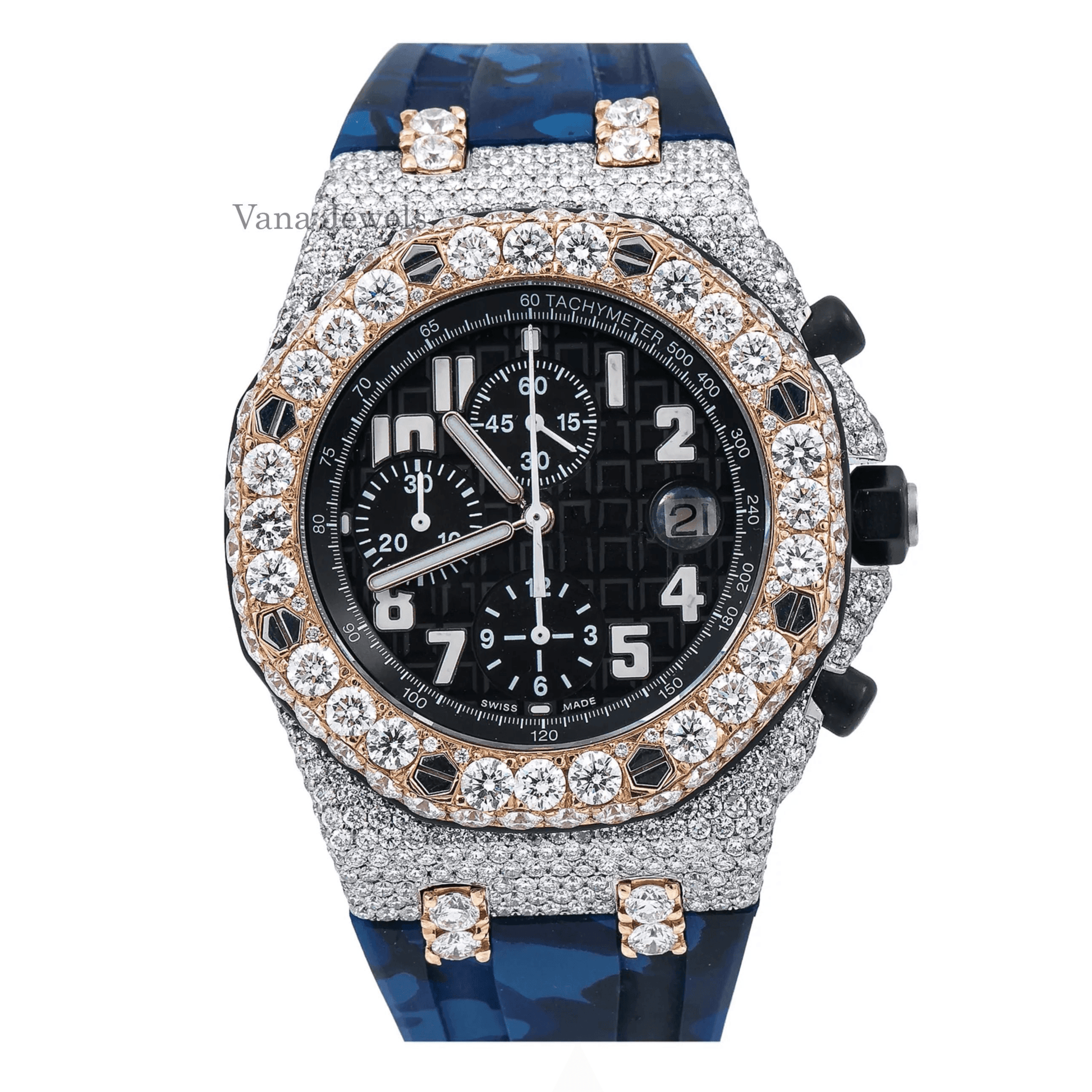 Customized Rubber Band VVS Moissanite Iced Out Watch - Vana Jewels