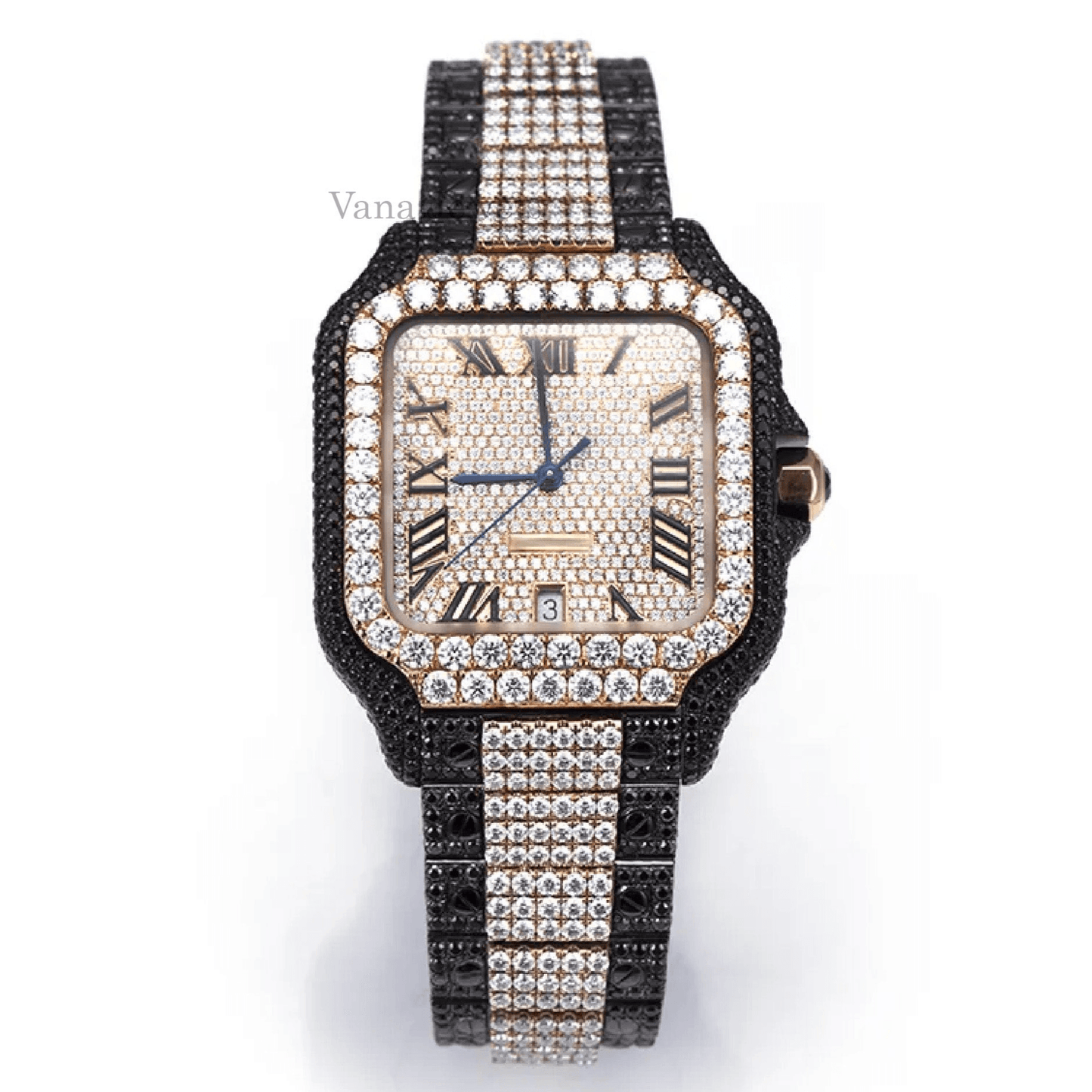 VVS Moissanite Diamond Two-Tone Bust Down Watch - Vana Jewels