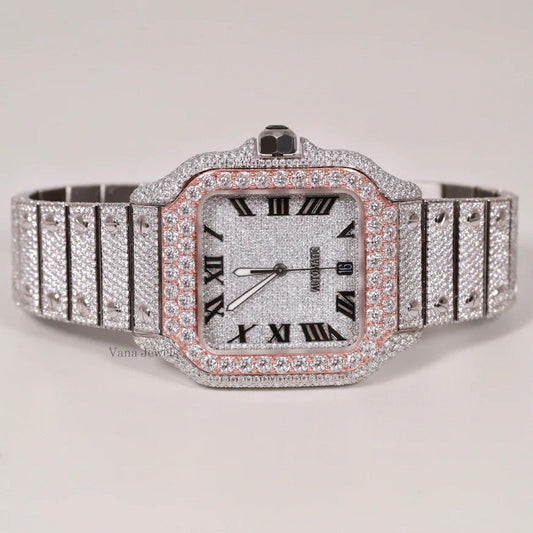 Custom Rose Gold VVS Moissanite Diamond Iced Out Watch - Vana Jewels