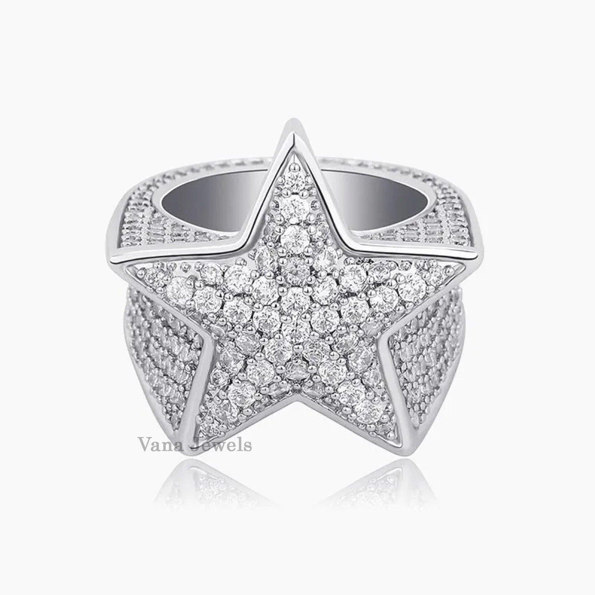 Customized VVS Moissanite Iced Out Star Ring - Vana Jewels