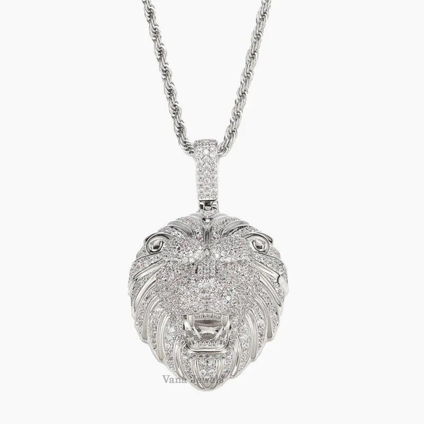 Iced Out VVS Moissanite Lion King Pendant - Vana Jewels