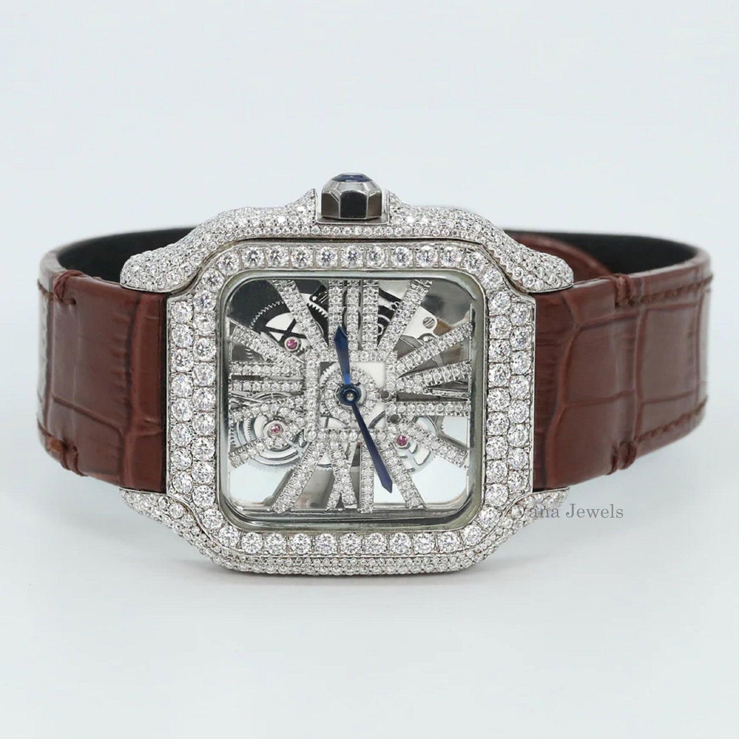 VVS Moissanite Diamond Leather Belt Watch - Vana Jewels