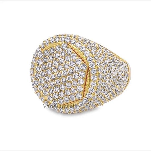 Custom Round Cut Moissanite Diamonds Iced Out Men’s Ring - Vana Jewels