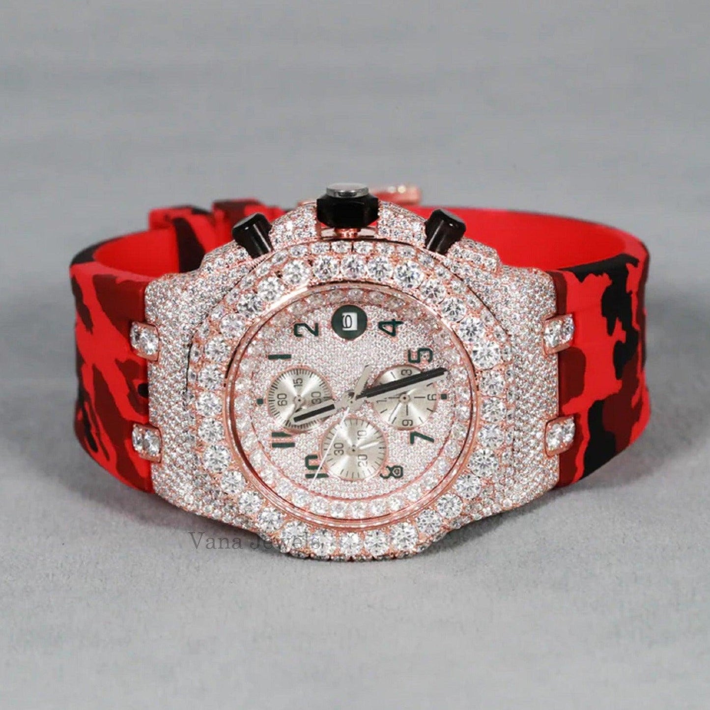 Iced Out Rubber Band VVS Moissanite Diamond Watches - Vana Jewels