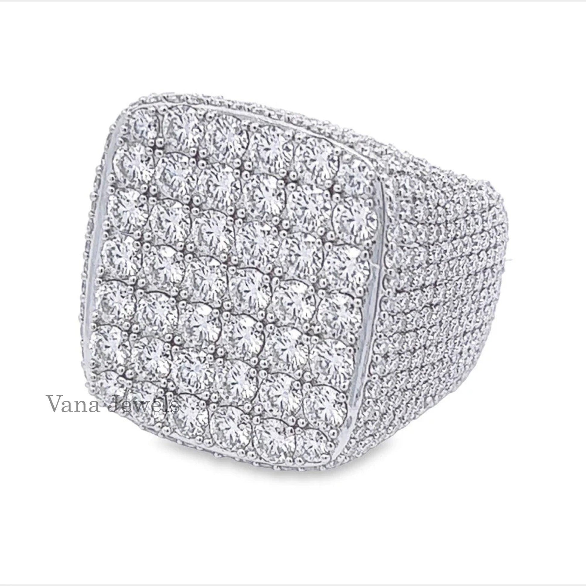 Round Cut VVS Moissanite Diamond Iced Out Ring - Vana Jewels