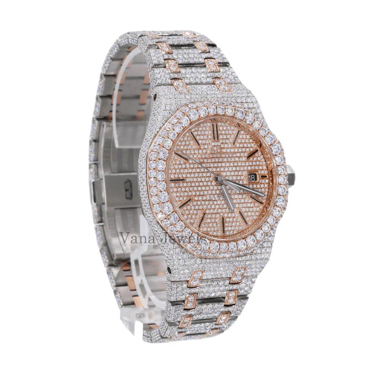 Two-Tone Rose Gold VVS Moissanite Diamond Watch - Vana Jewels