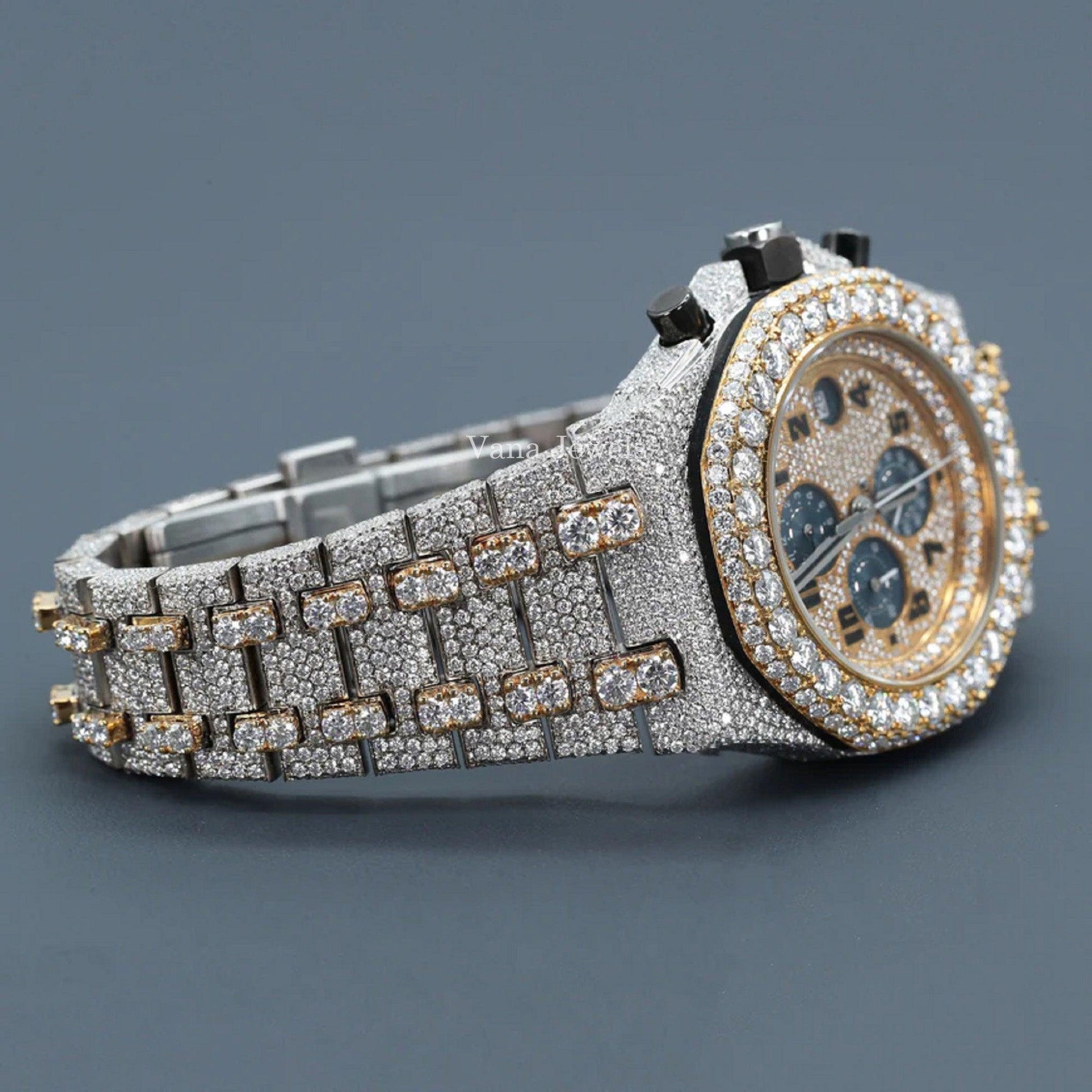 Iced Out Custom Two-Tone Automatic Luxury Diamond Watch - Vana Jewels