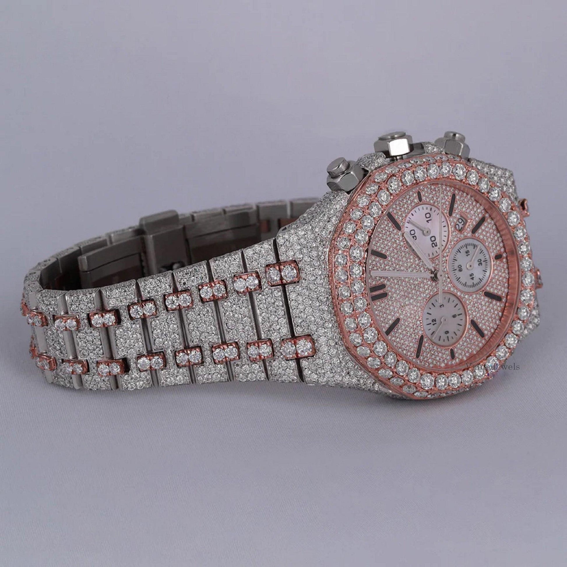 Iced Out Two-Tone Luxury Moissanite Diamond Watch - Vana Jewels