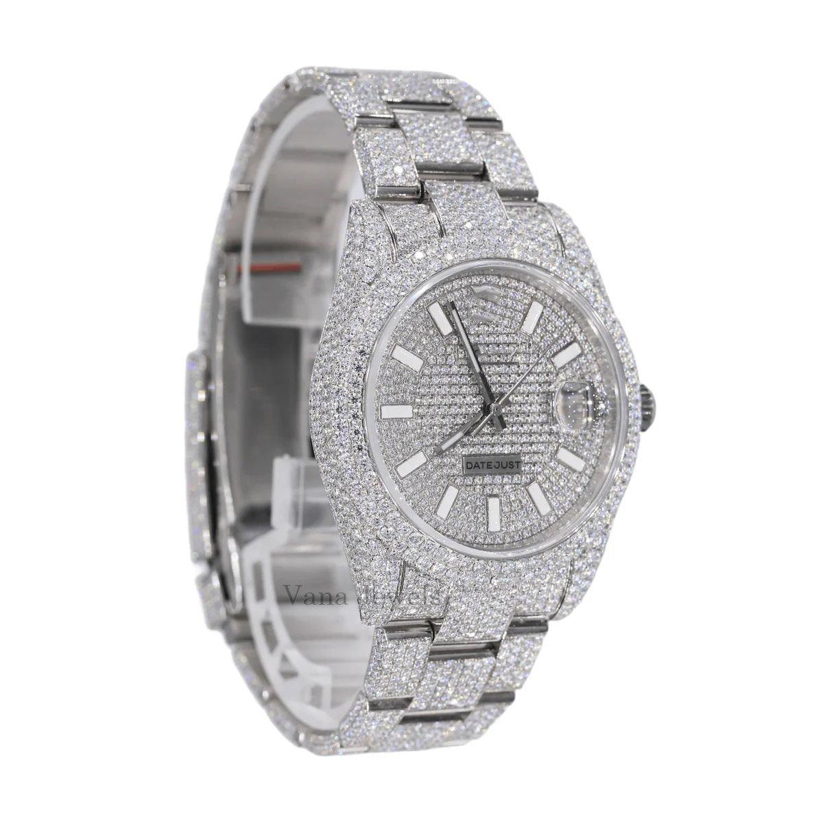 Full Iced Out Luxury Round Cut VVS Moissanite Diamond Watch - Vana Jewels