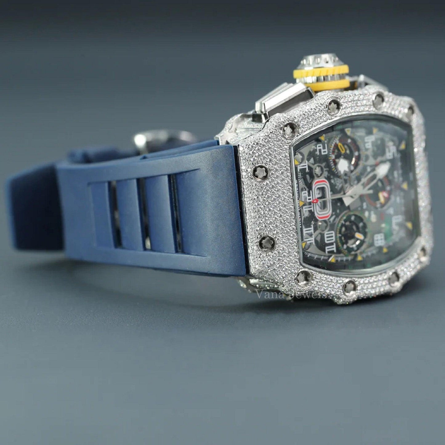 Moissanite Diamond Rubber Band custom Iced Out Watch - Vana Jewels