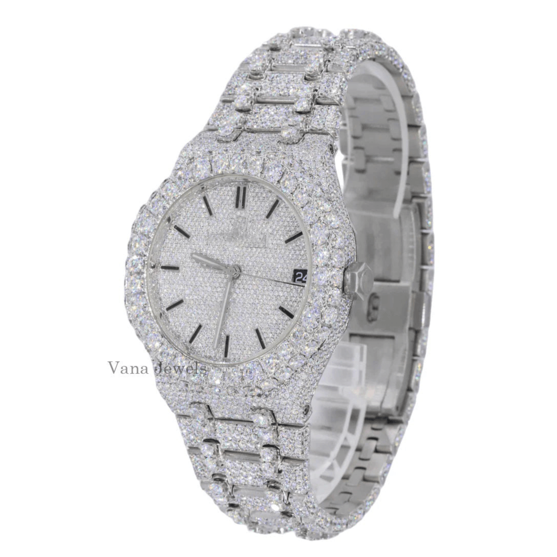 Iced-Out Automatic VVS Moissanite Diamond Watch - Vana Jewels