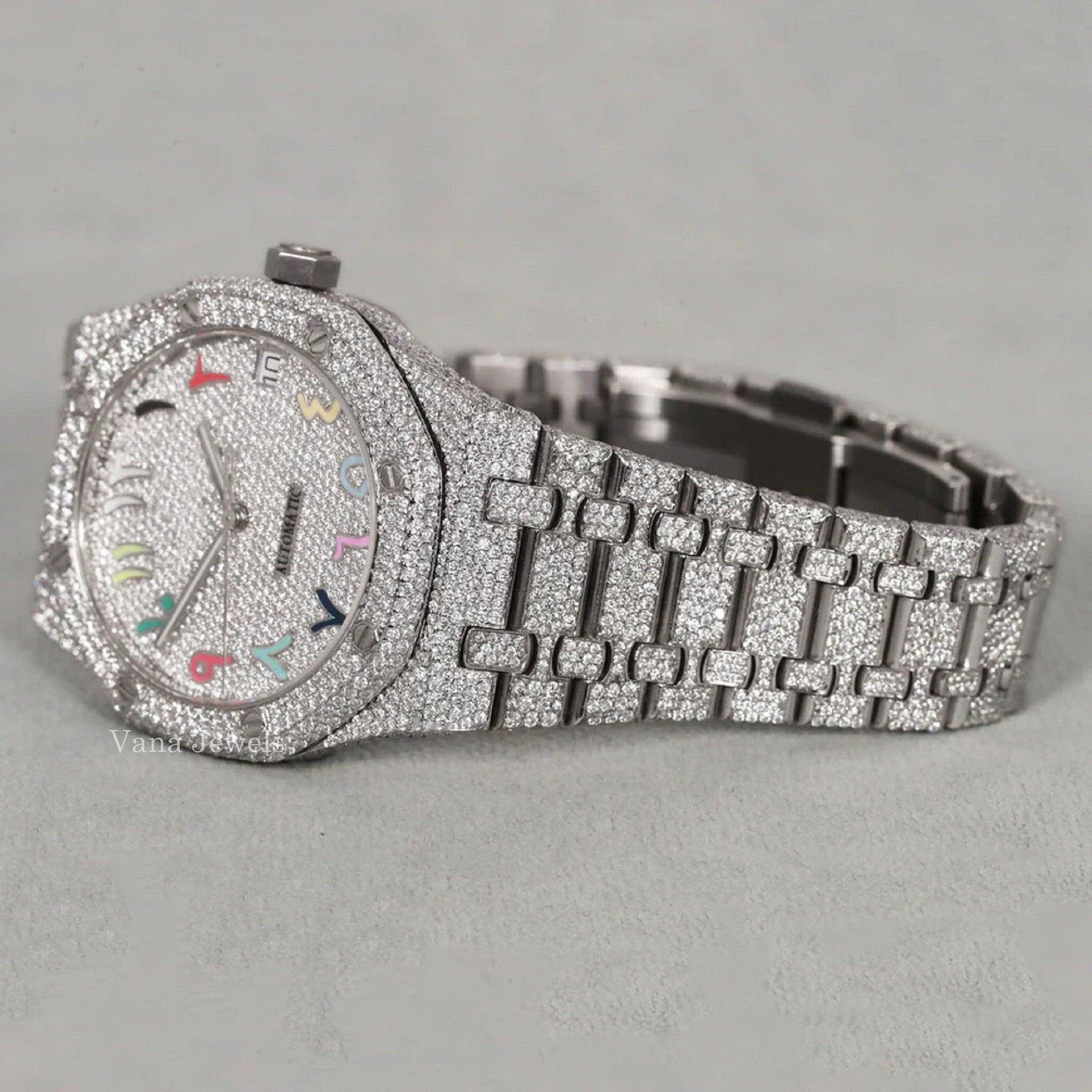 Iced-Out Automatic VVS Moissanite Diamond Watch - Vana Jewels