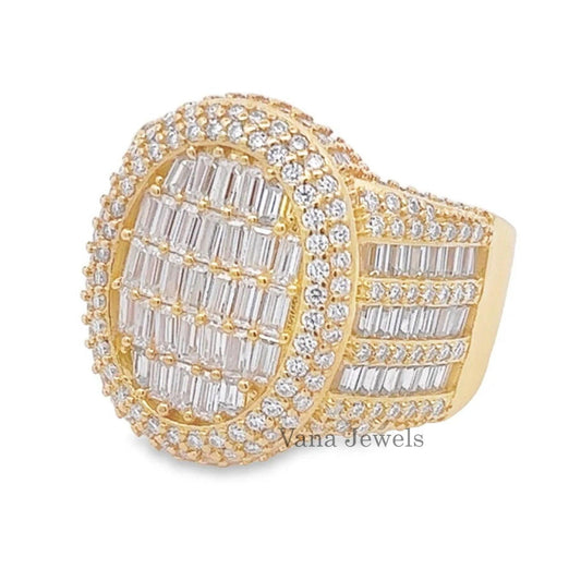 Baguette & Round Moissanite Diamond Iced Out Custom Ring - Vana Jewels