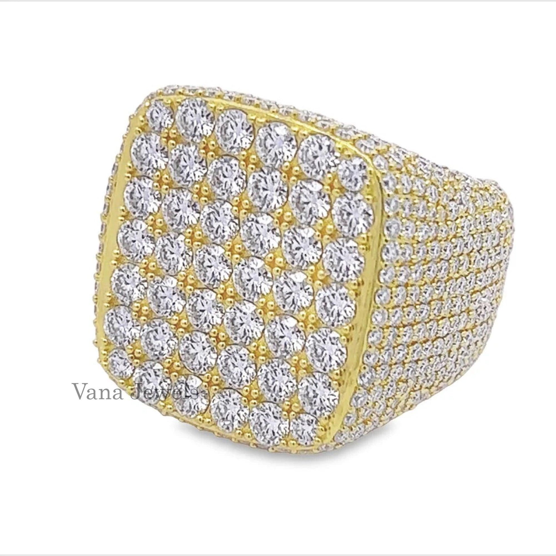 Round Cut VVS Moissanite Diamond Iced Out Ring - Vana Jewels