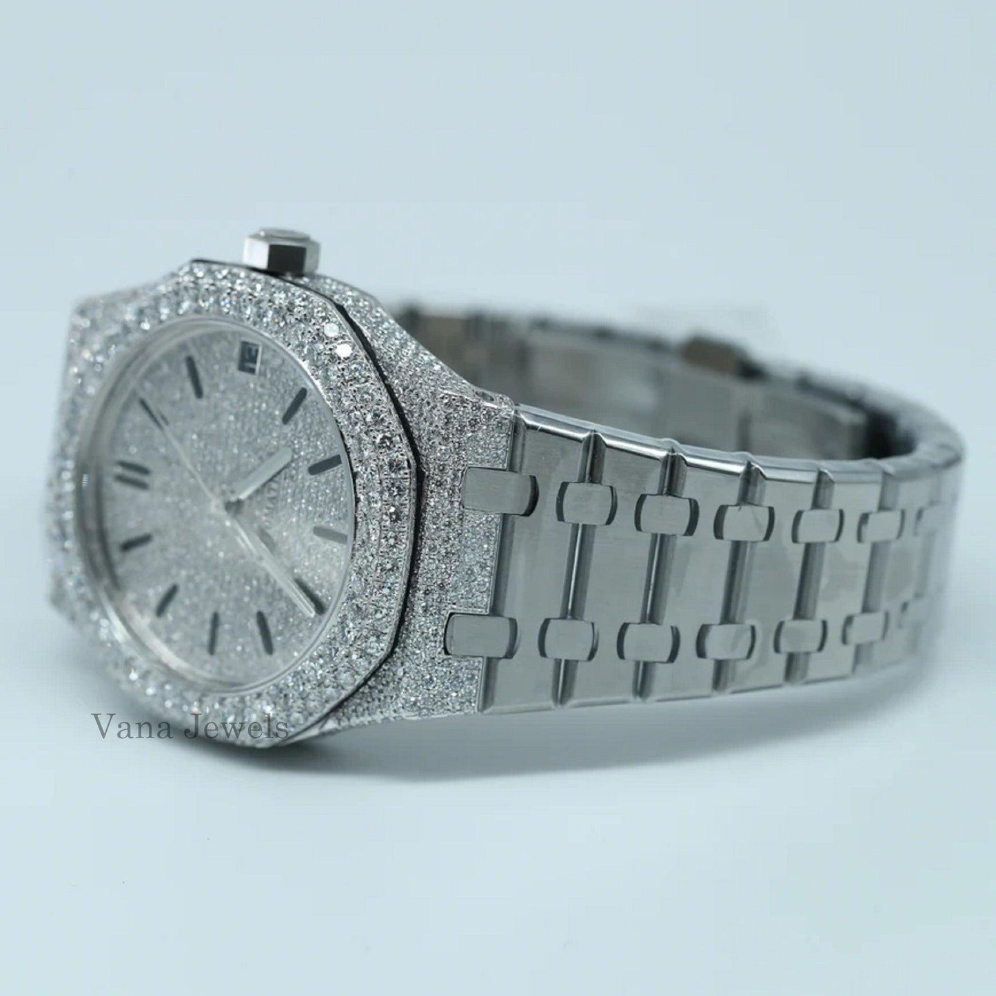 VVS Moissanite Diamond Watch, Iced Out Diamond Watch - Vana Jewels