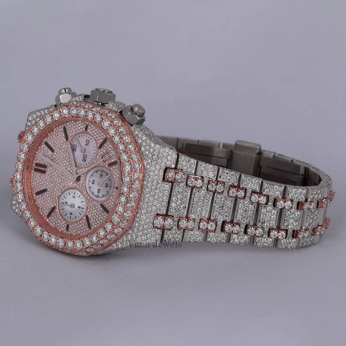 Iced Out Two-Tone Luxury Moissanite Diamond Watch - Vana Jewels