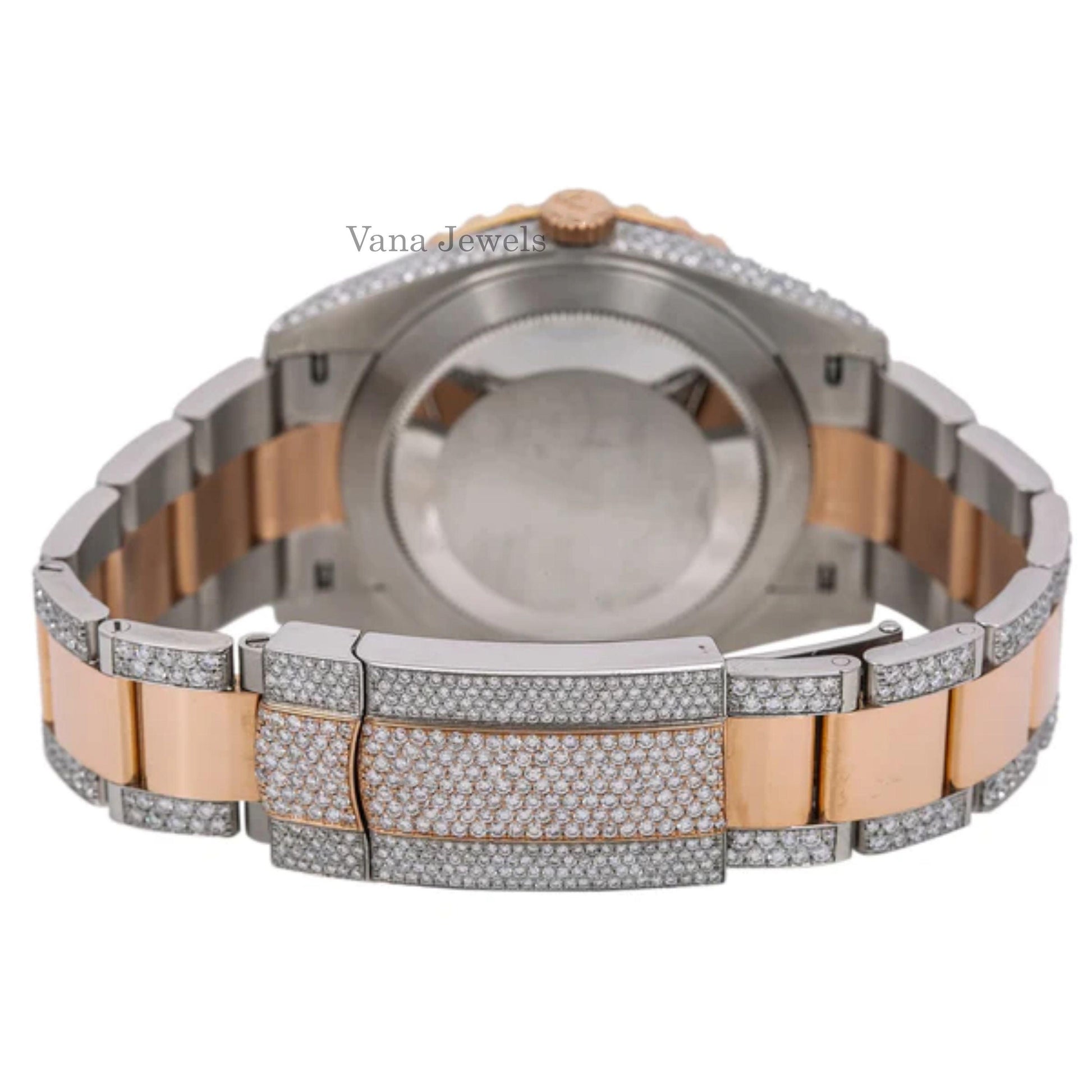 Arabic Dial Two-Tone Moissanite Diamond Iced Out Watch - Vana Jewels