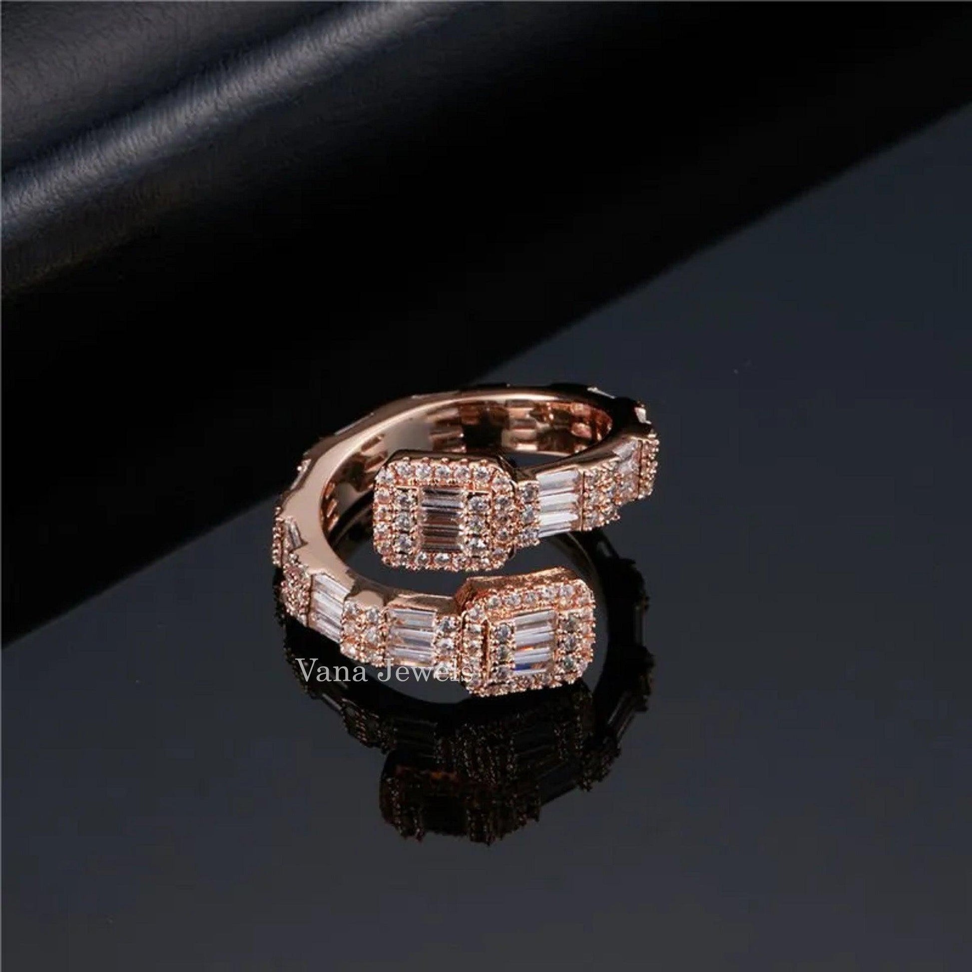 Baguette & Round Cut Iced Out Ring For Rappers - Vana Jewels