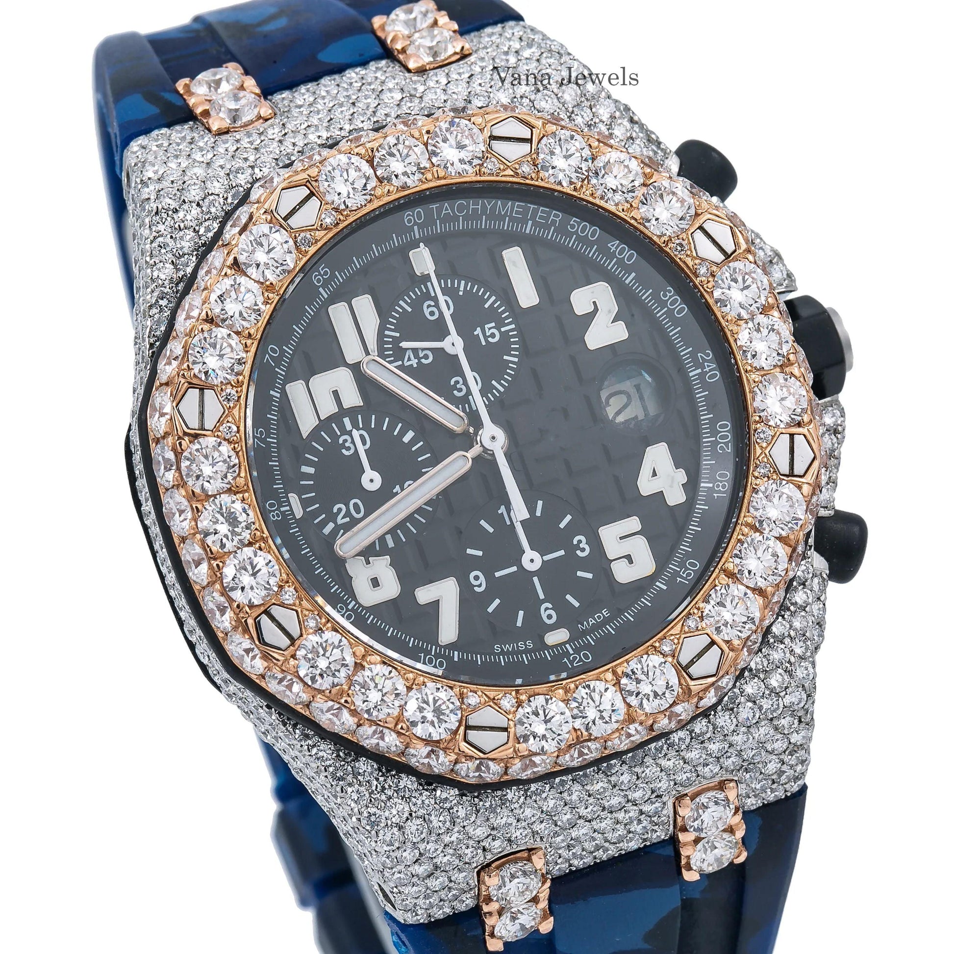 Customized Rubber Band VVS Moissanite Iced Out Watch - Vana Jewels