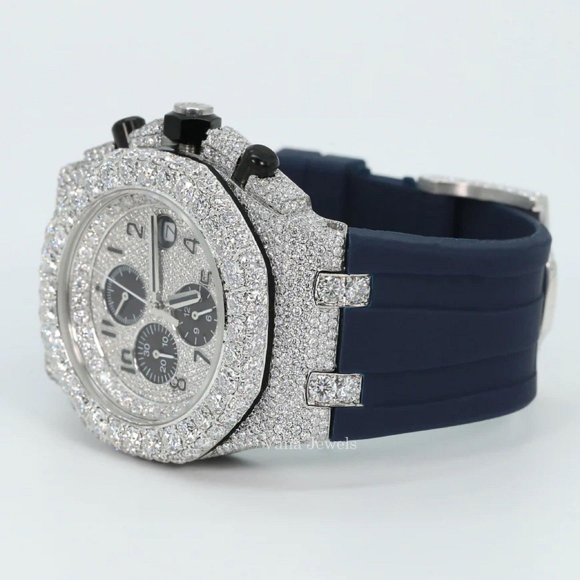 Moissanite Diamond Rubber Band custom Iced Out Watch - Vana Jewels