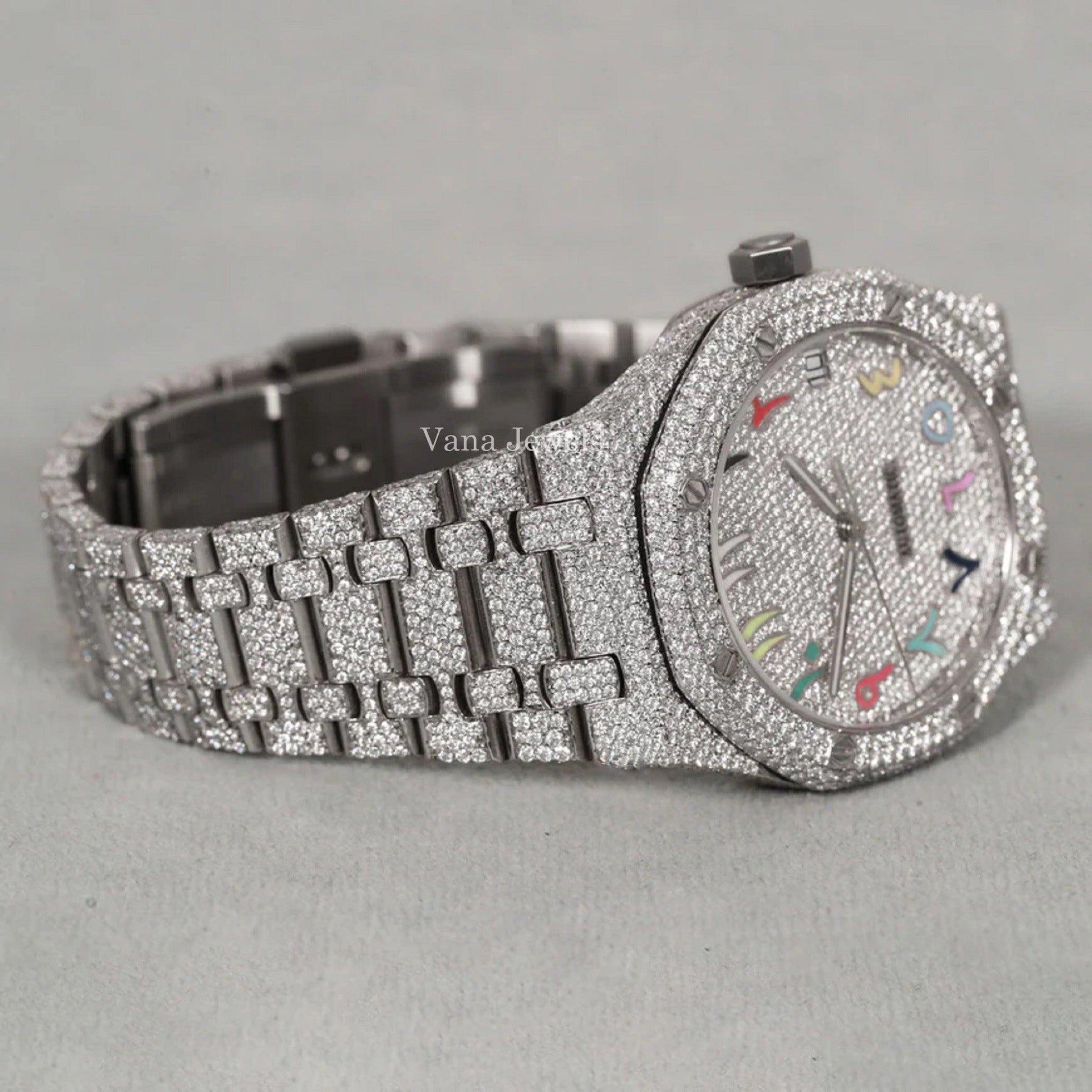 Iced-Out Automatic VVS Moissanite Diamond Watch - Vana Jewels