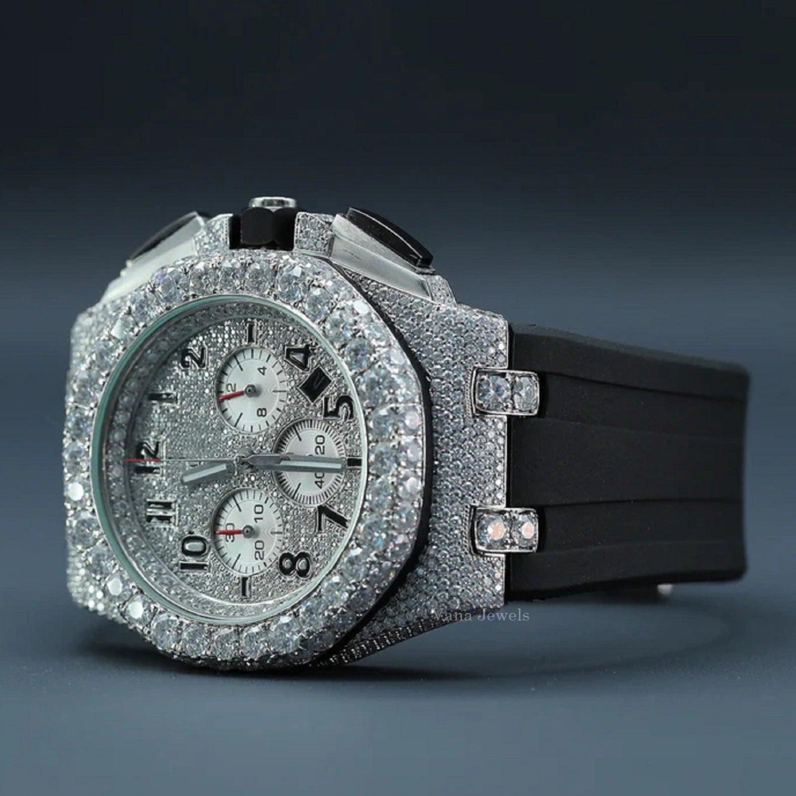 Rubber Band Iced Out Luxury Diamond Watch - Vana Jewels