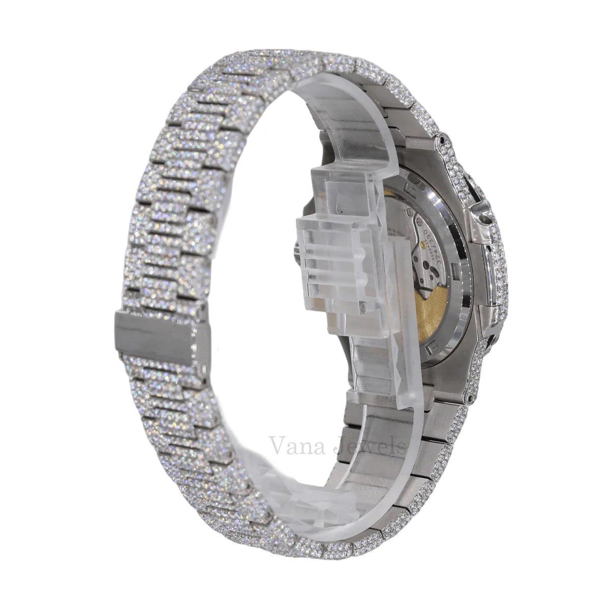 Full Iced Out Round & Baguette Bust Down Watch - Vana Jewels