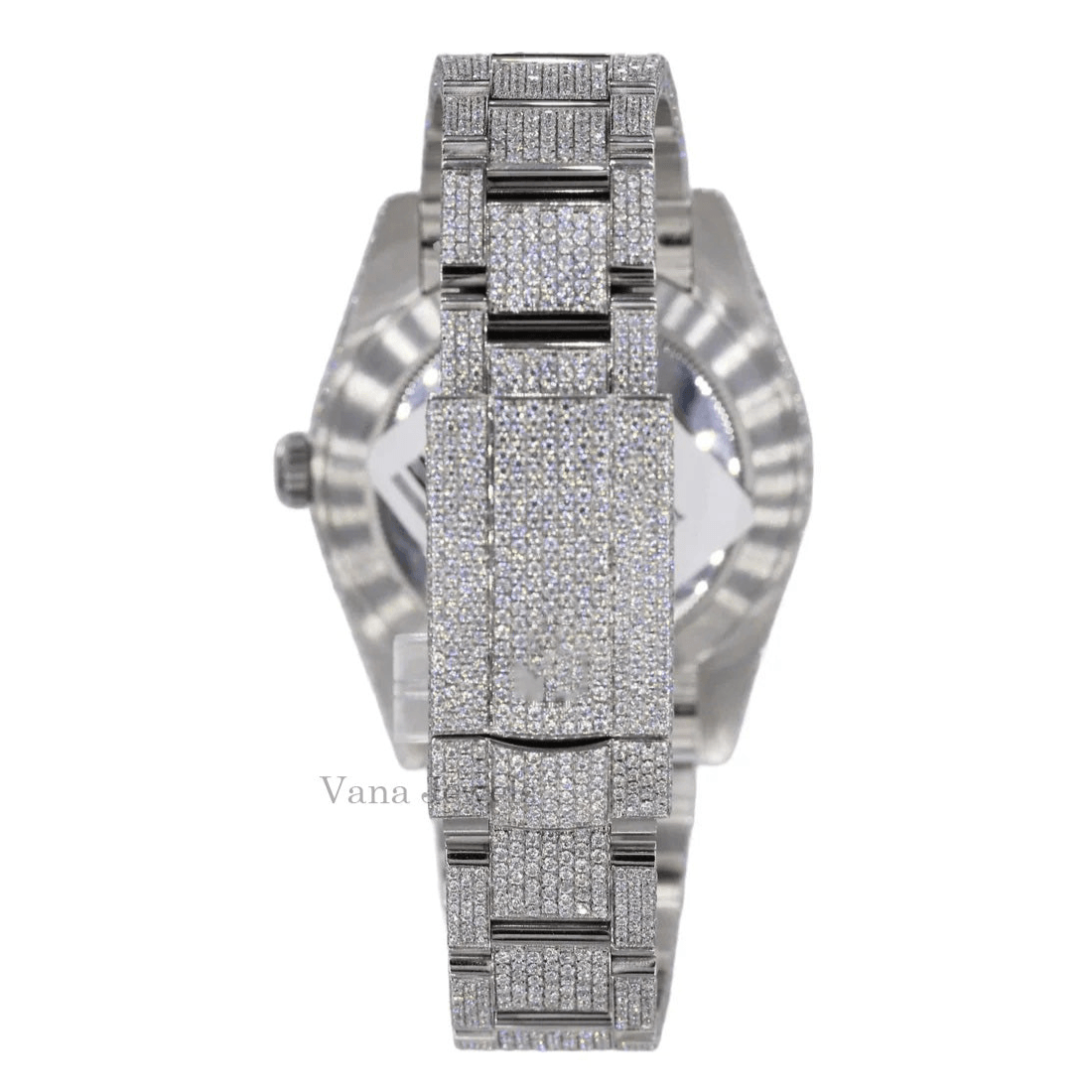 Roman Dial Full Iced Out Moissanite Diamond Watch - Vana Jewels