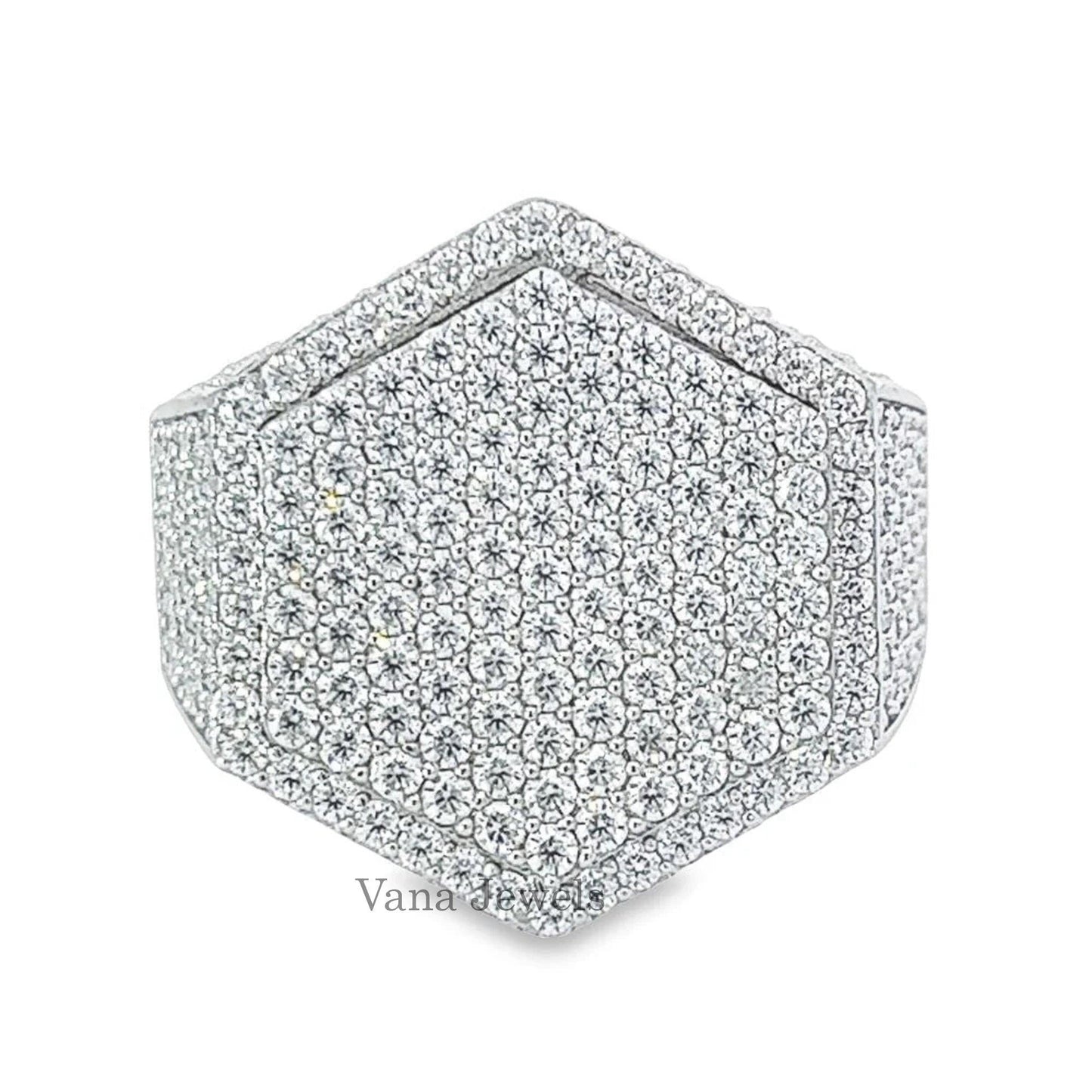 Full Iced Out VVS Moissanite Diamond Ring For Rappers - Vana Jewels