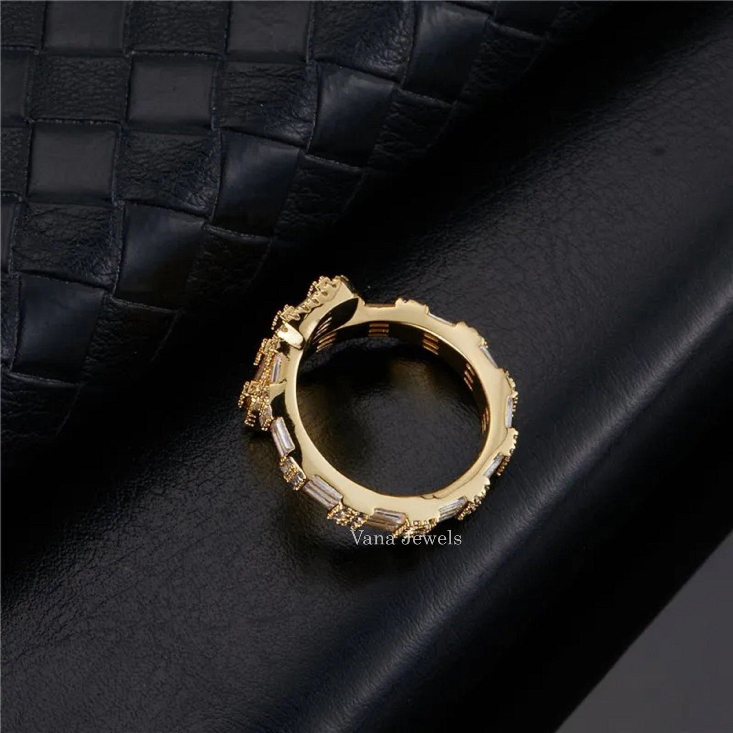 Baguette & Round Cut Iced Out Ring For Rappers - Vana Jewels