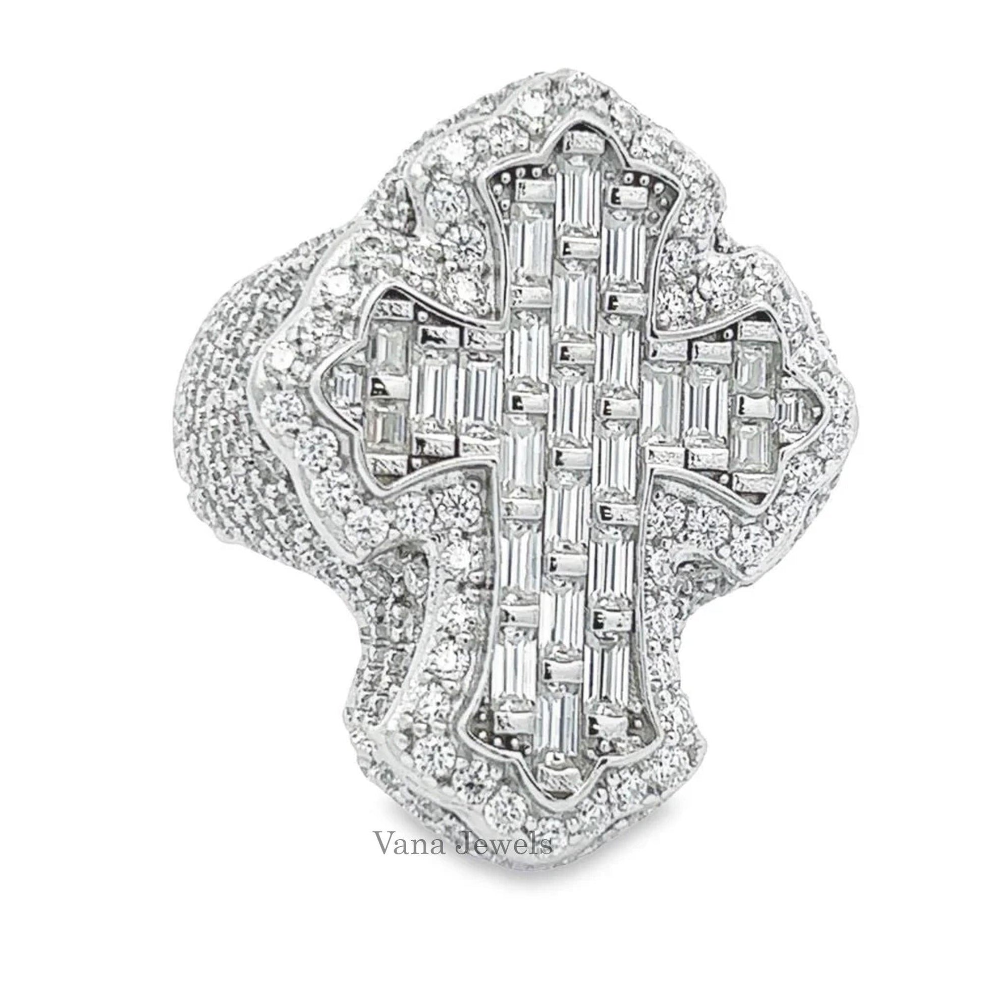 VVS Moissanite Diamond Cross Ring - Vana Jewels