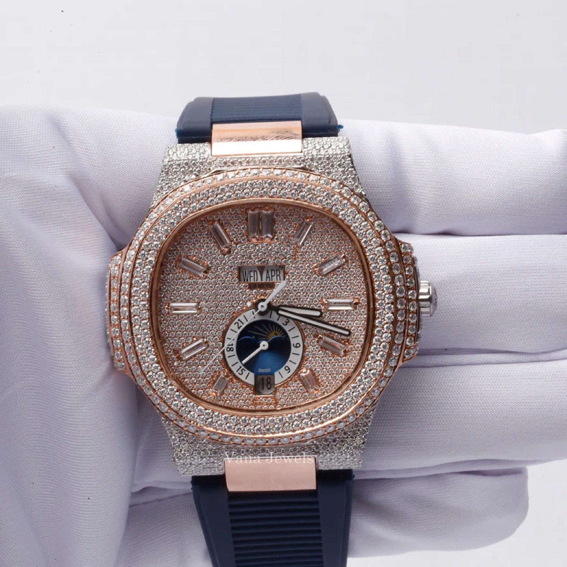 Moissanite Diamond Rubber Band Custom Watch - Vana Jewels