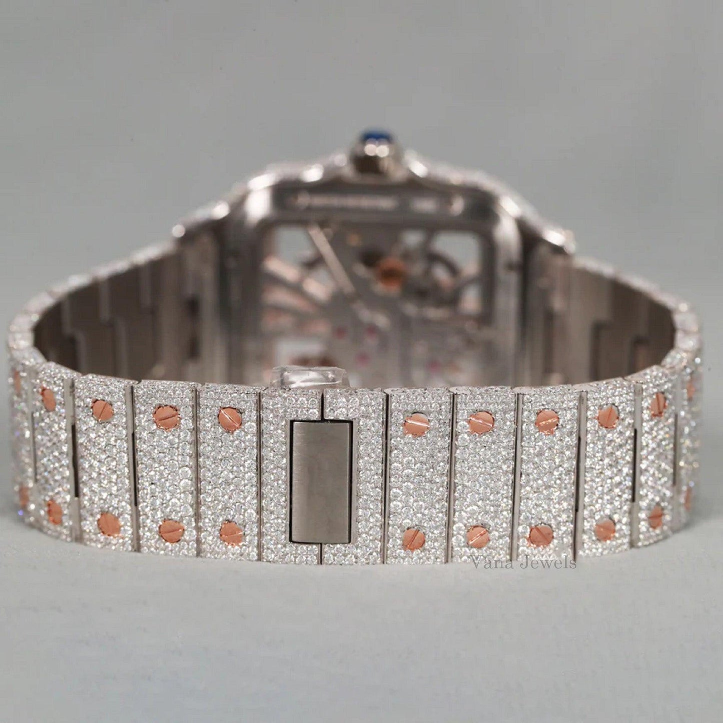 Customized Rose Gold Two-Tone VVS Moissanite Diamond Watch - Vana Jewels