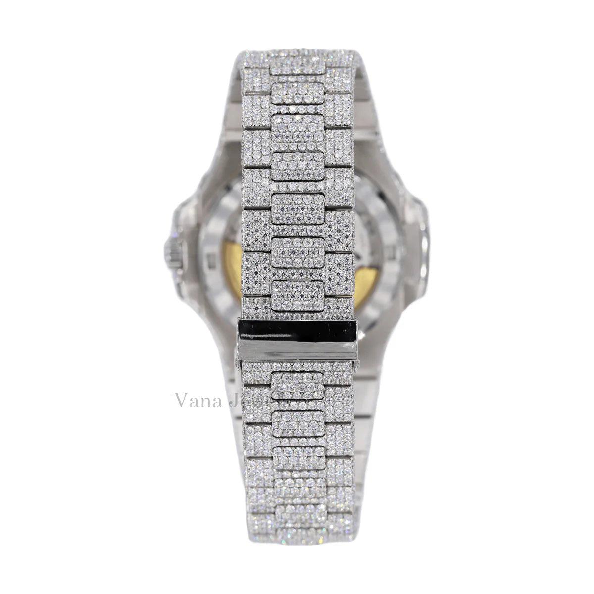 Full Iced Out Round & Baguette Bust Down Watch - Vana Jewels