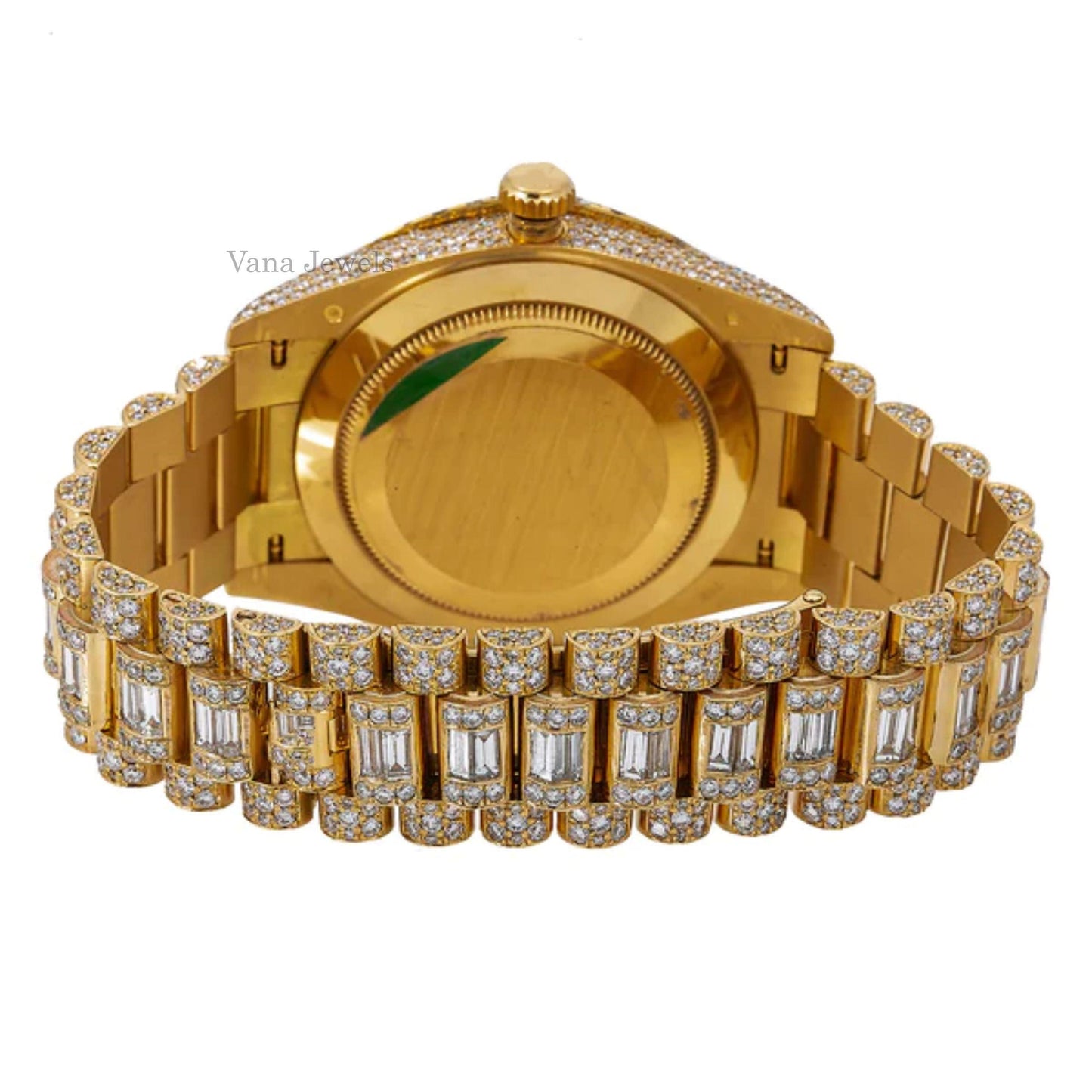 Luxury Round & Baguette Cut Moissanite Diamond Watch - Vana Jewels