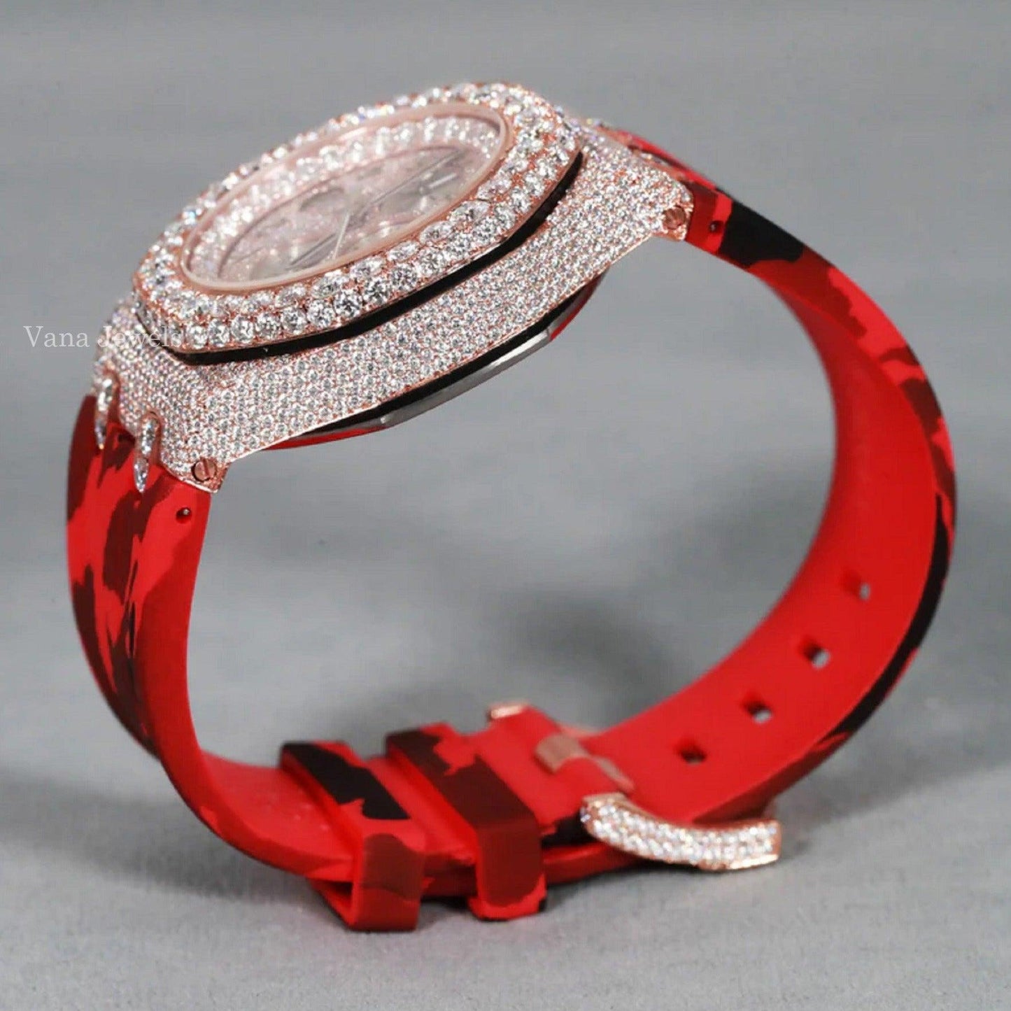 Iced Out Rubber Band VVS Moissanite Diamond Watches - Vana Jewels