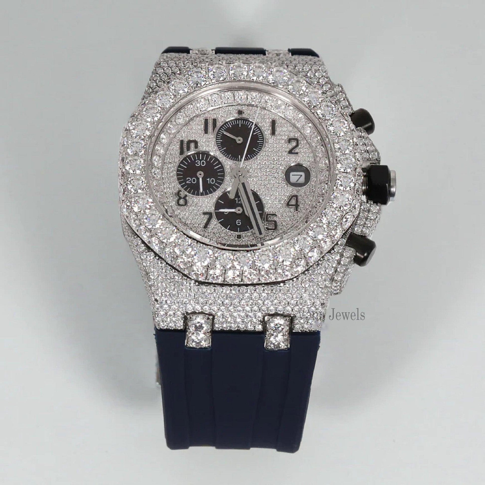 Moissanite Diamond Rubber Band custom Iced Out Watch - Vana Jewels