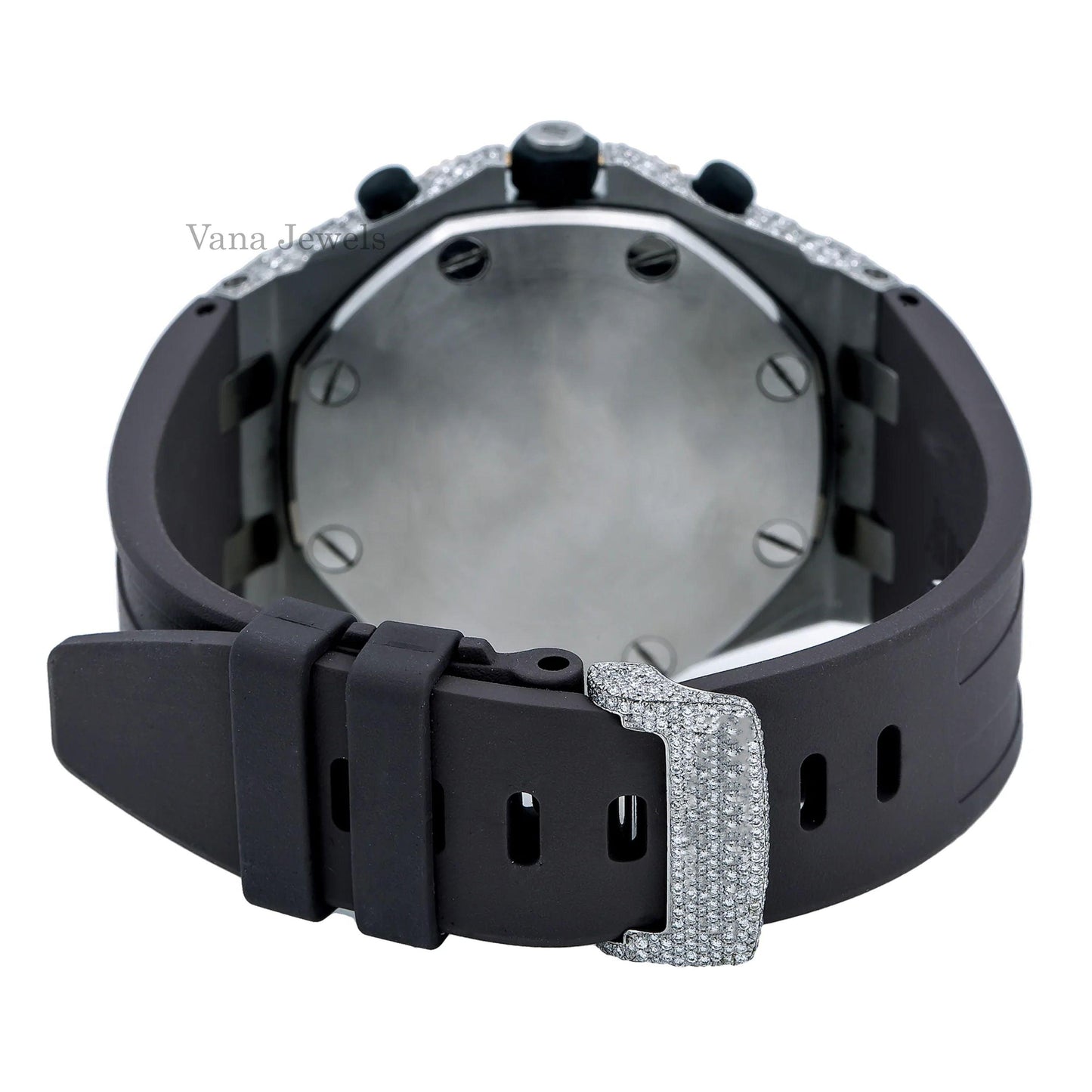 Iced Out VVS Moissanite Diamond Watches with Rubber Band - Vana Jewels